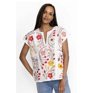 Johnny Was Linen Joni Easy Paneled V-Neck Top Size XS